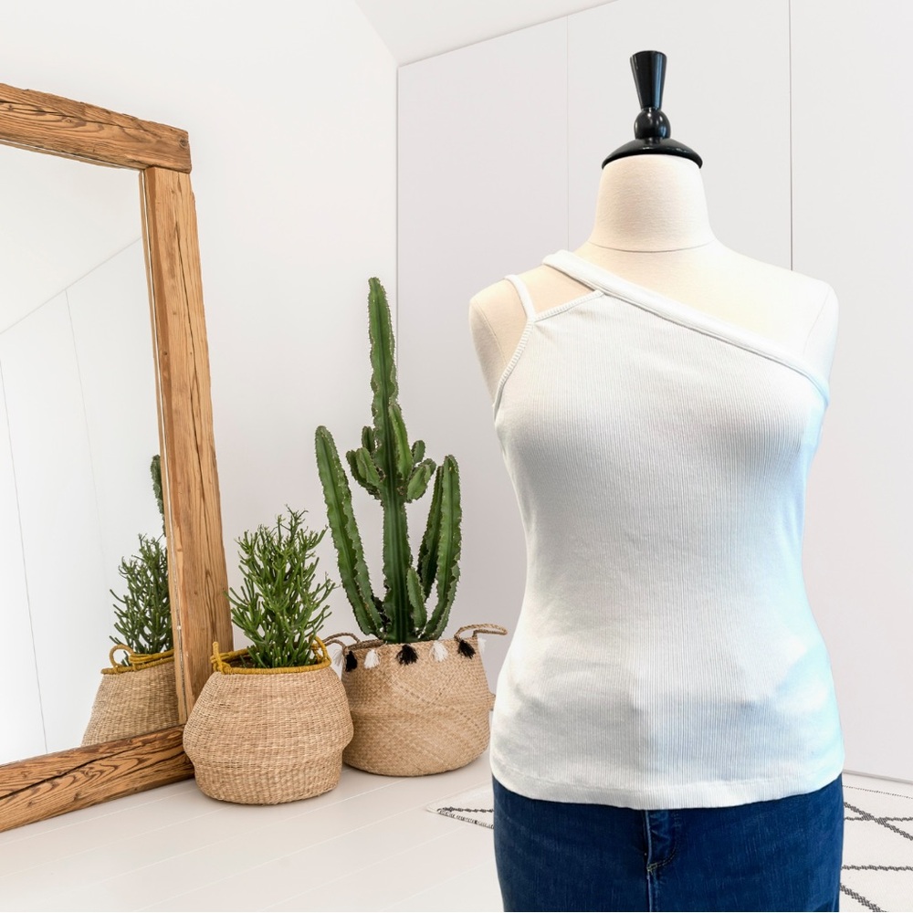 Maeve One-Shoulder Ribbed Tank Top
